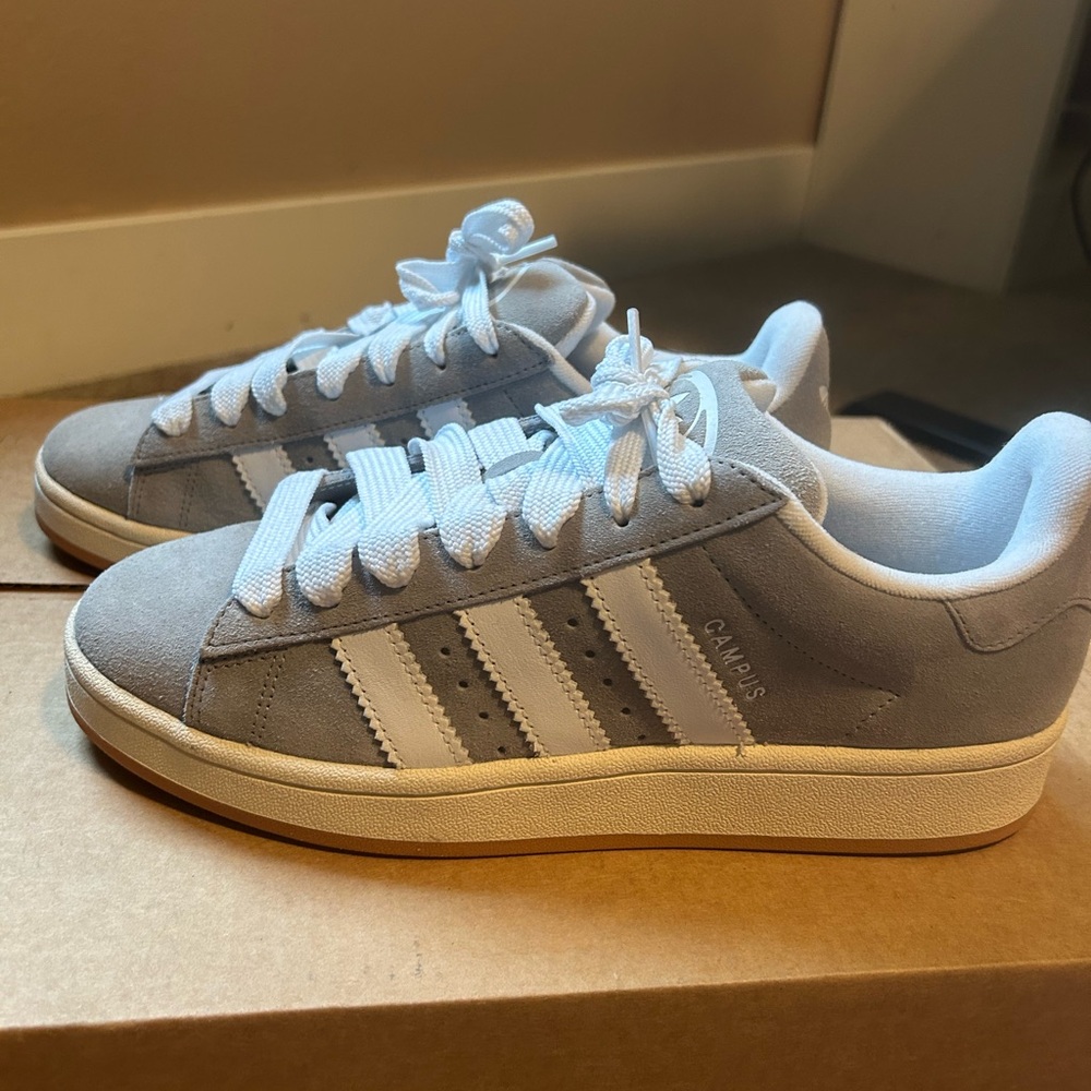 Adidas Gray and White Campus Sneakers